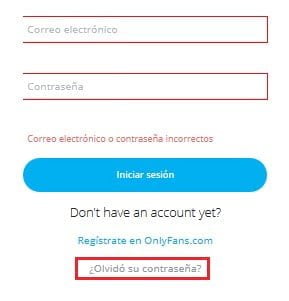 Problems trying to log in to OnlyFans
